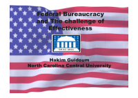 federal bureaucracy and the challenge of effectiveness