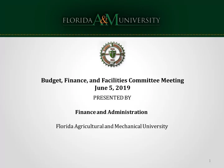 budget finance and facilities committee meeting