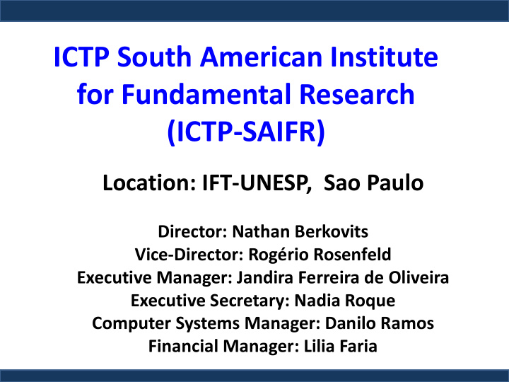 ictp south american institute