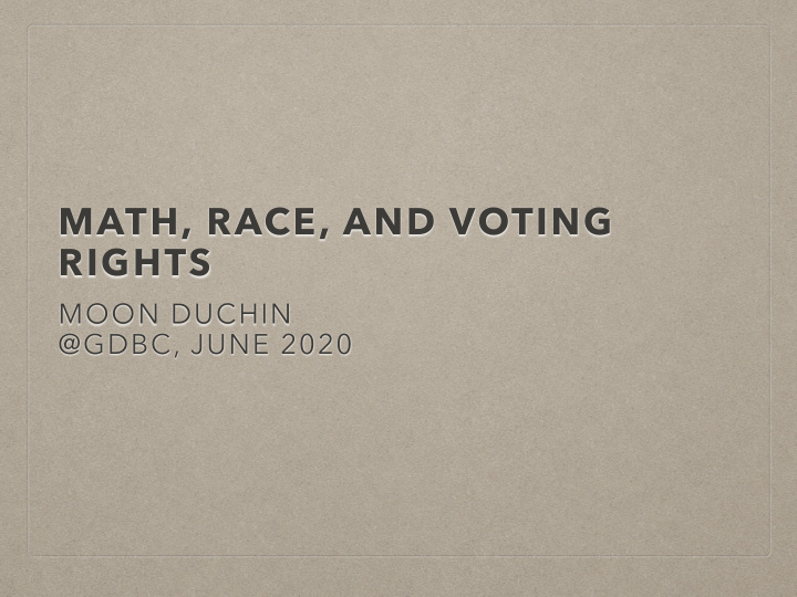 math race and voting rights