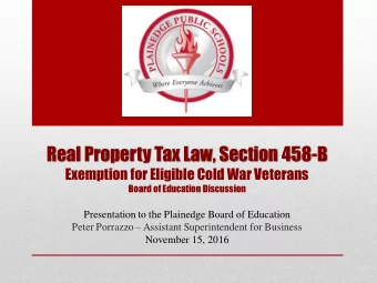Real Property Tax Law, Section 458-B  Exemption for Eligible Cold War Veterans  Board of Education