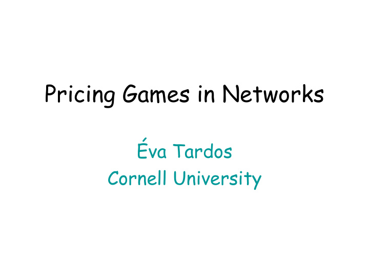 pricing games in networks