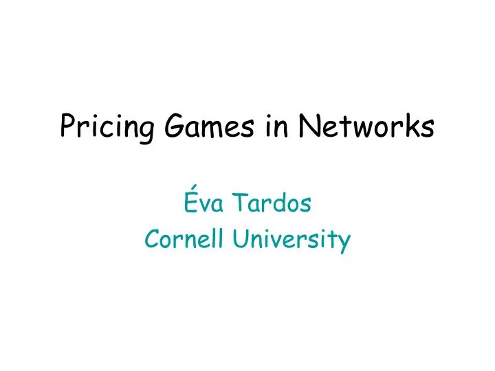 pricing games in networks