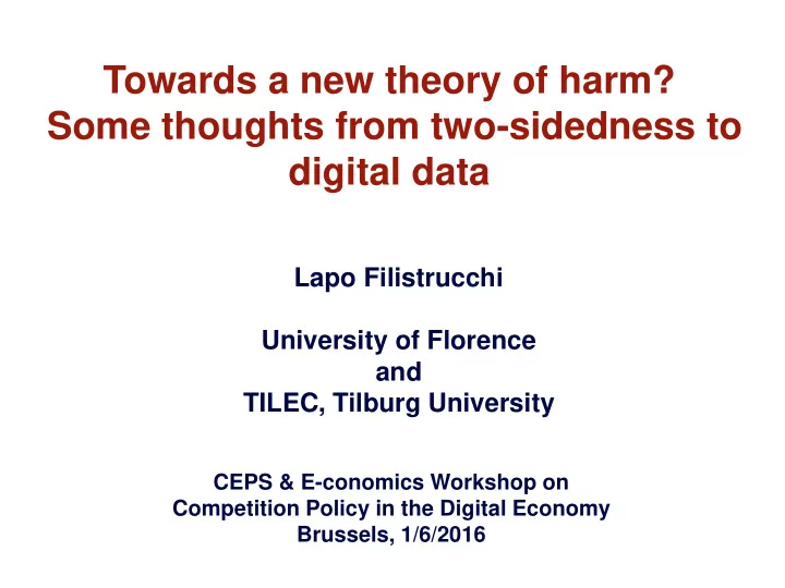 towards a new theory of harm some thoughts from two