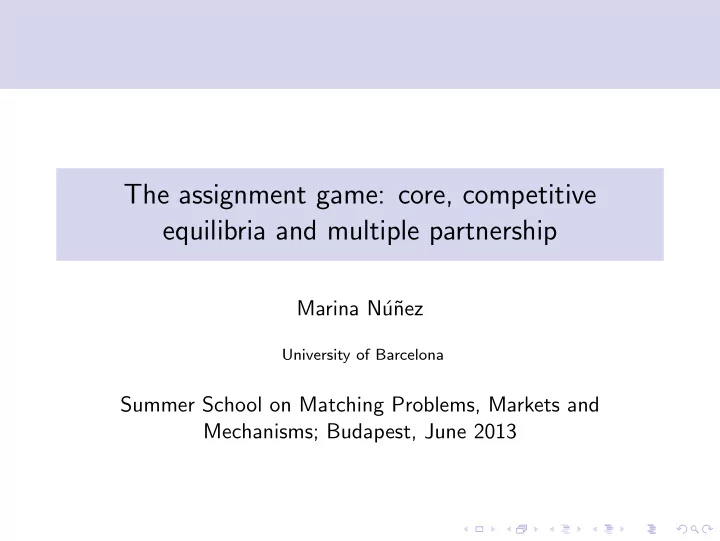 the assignment game core competitive equilibria and