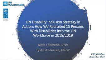 Work  rkforce in  in 2018/2019  Niels Lohmann, UNV  Lykke Andersen, UNDP  CDR St.Gallen  December
