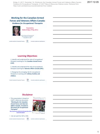 Disclaimer  This presentation is based on  CAOTs reference document,  Working for the