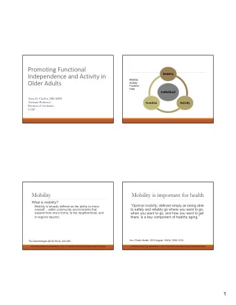 Promoting Functional  Mobility  Independence and Activity in  Mobility  Older Adults  Activity