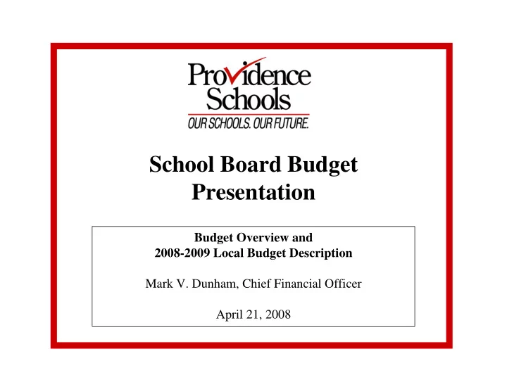 school board budget presentation