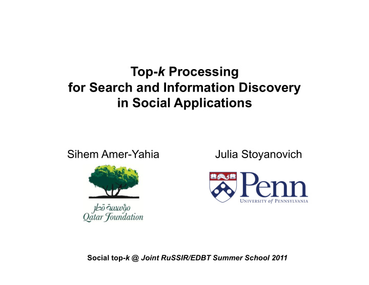 top k processing for search and information discovery