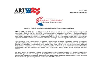 Exploring Public/Private Partnership: Relief during Times of Peace and Disaster  MIAMI, FL-May 28,