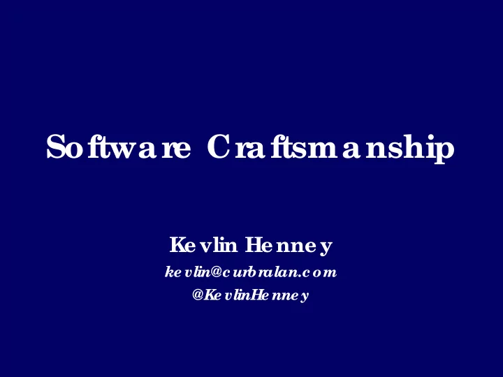 softwar e cr aftsmanship