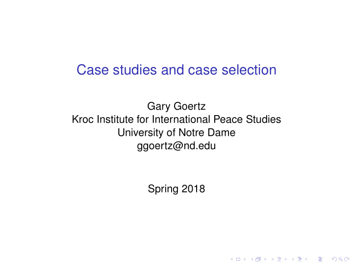 case studies and case selection