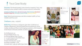 Tous Case Study  Overview: The female jewelry and accessory company, Tous, was  looking to drive