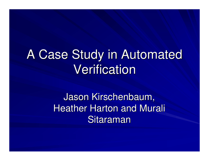 a case study in automated a case study in automated