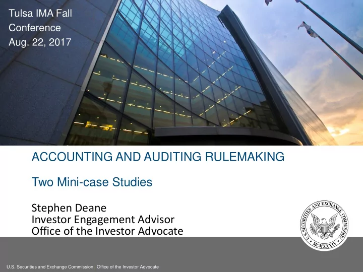 stephen deane investor engagement advisor office of the