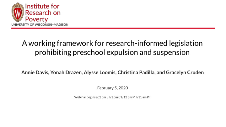 a working framework for research informed legislation
