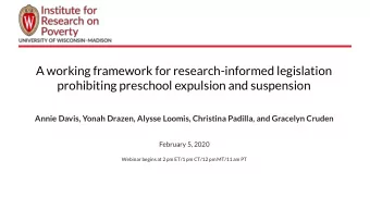 A working framework for research-informed legislation  prohibiting preschool expulsion and