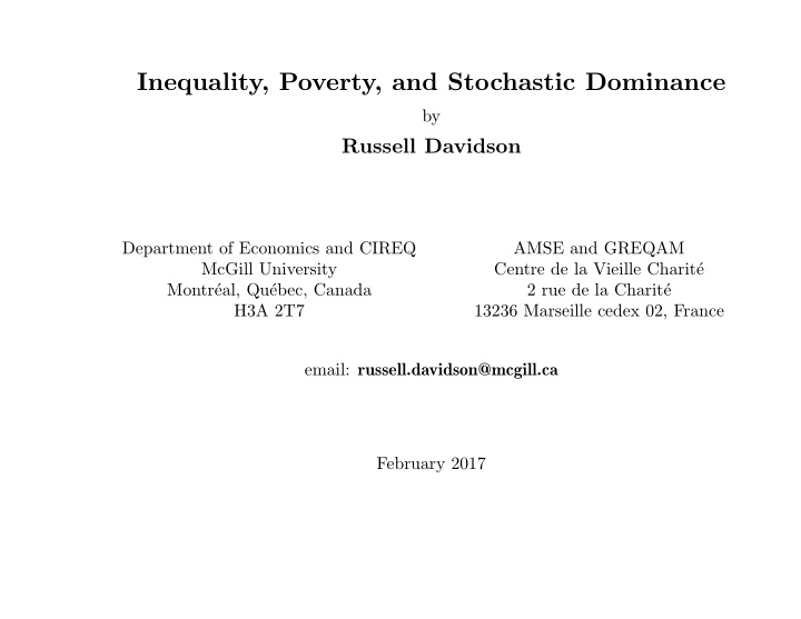 inequality poverty and stochastic dominance