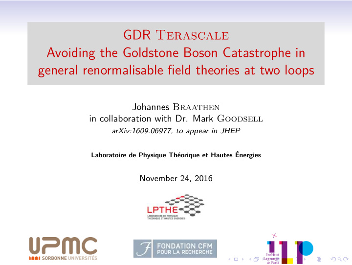gdr terascale avoiding the goldstone boson catastrophe in
