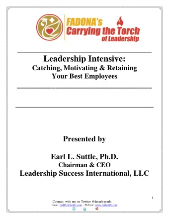 ___________________________  Leadership Intensive:  Catching, Motivating &amp; Retaining  Your Best