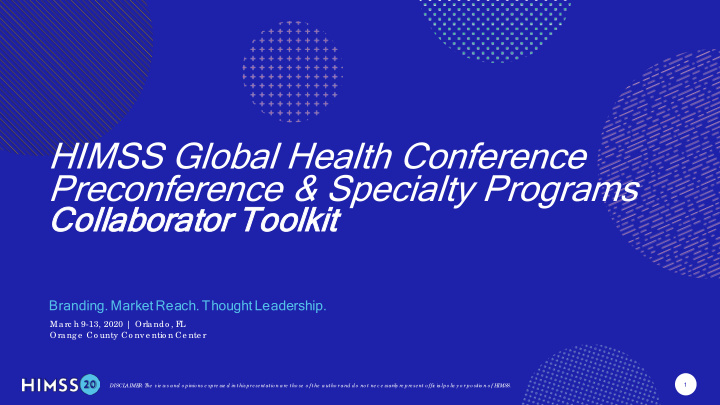 himss global health conference preconference specialty