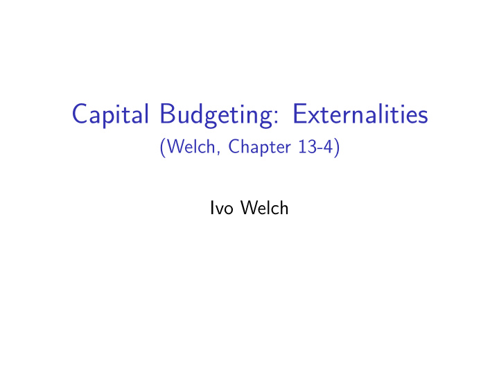 capital budgeting externalities