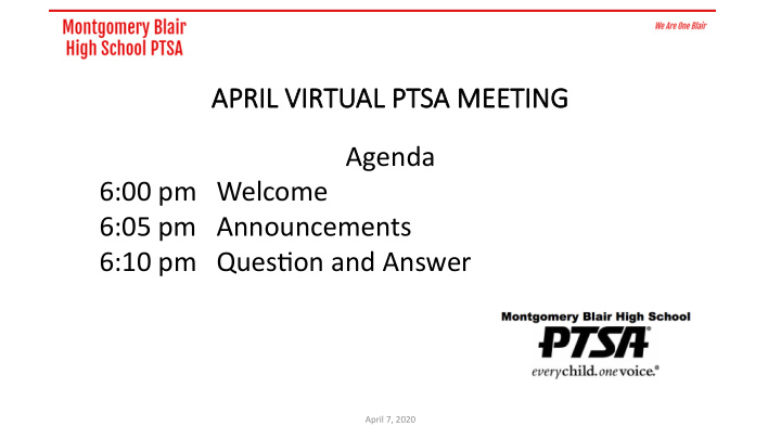 april l virtual l ptsa meet eeting agenda 6 00 pm welcome