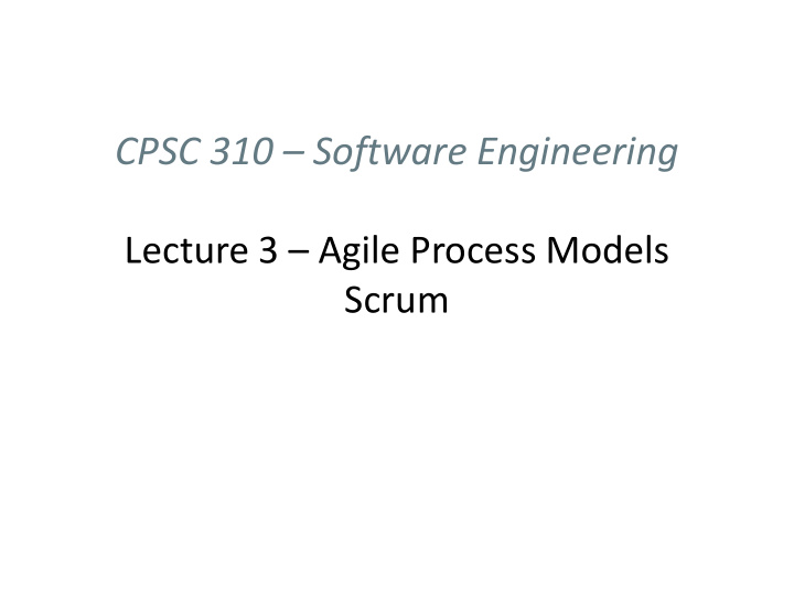 cpsc 310 software engineering