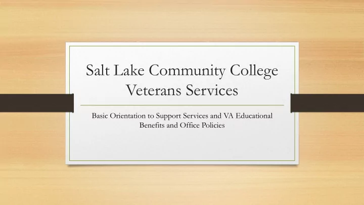 salt lake community college veterans services