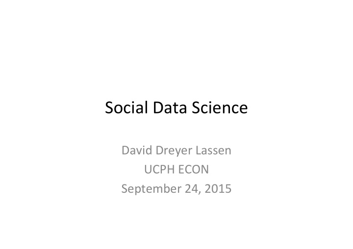 social data science