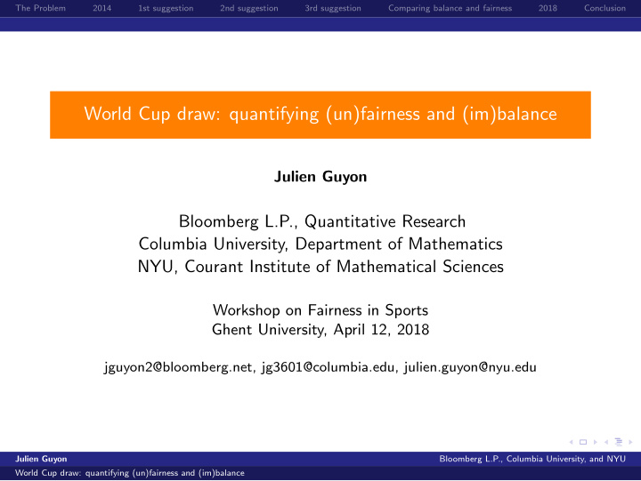world cup draw quantifying un fairness and im balance