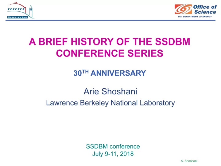 a brief history of the ssdbm conference series