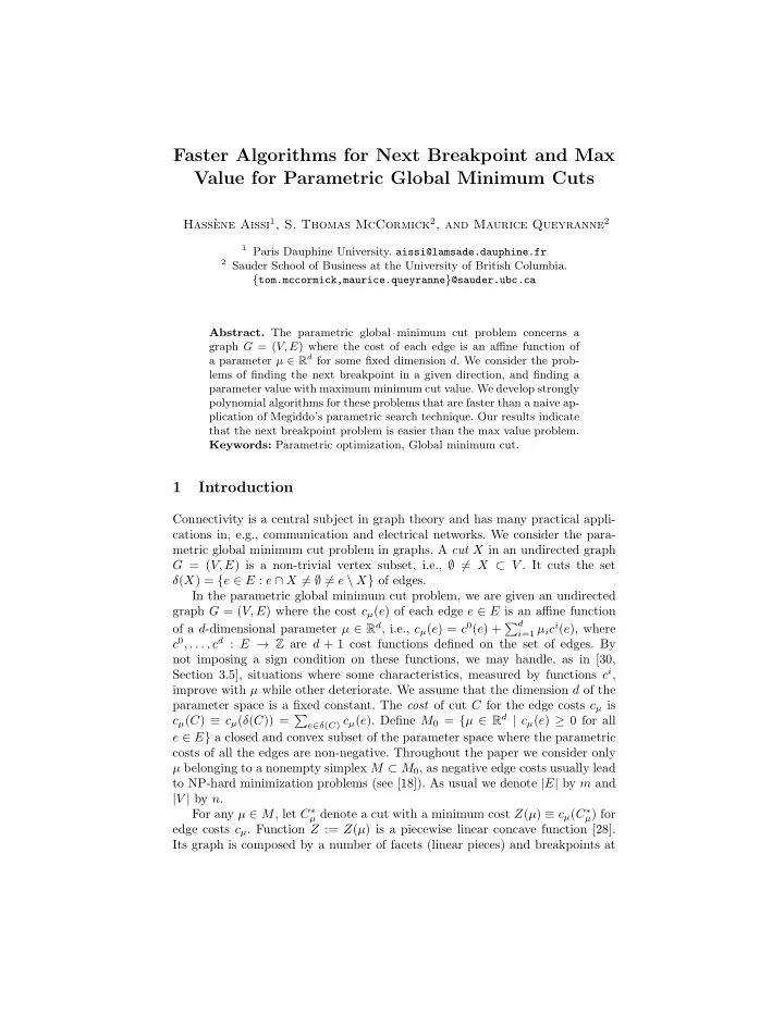 faster algorithms for next breakpoint and max value for