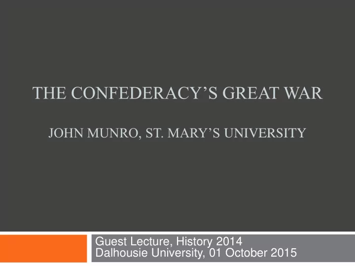 john munro st mary s university guest lecture history