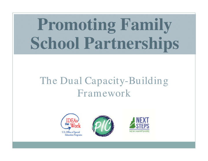 promoting family school partnerships