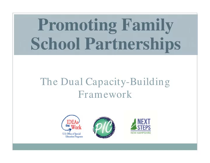 promoting family school partnerships