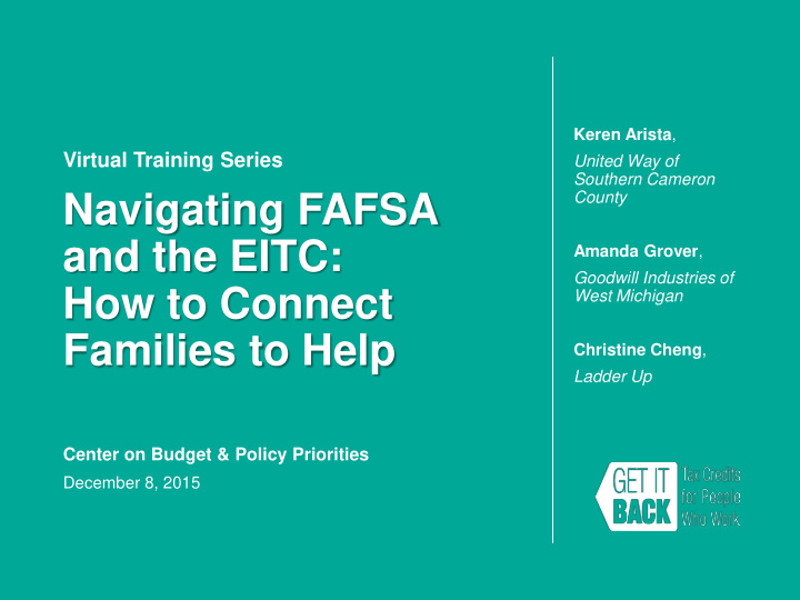navigating fafsa and the eitc