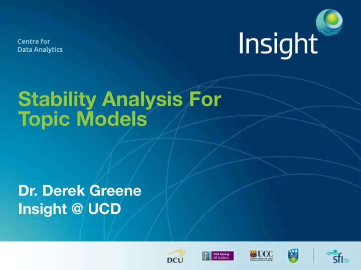 stability analysis for topic models
