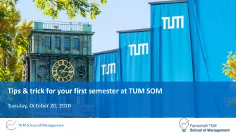 Tips &amp; trick for your first semester at TUM SOM  Tuesday, October 20, 2020  TUM School of