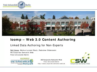 loom p  W eb 3 .0  Content Authoring  Linked Data Authoring for Non-Experts  Ralf Heese, Markus