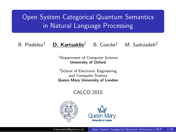 open system categorical quantum semantics in natural