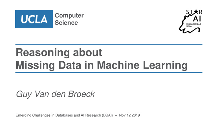 missing data in machine learning