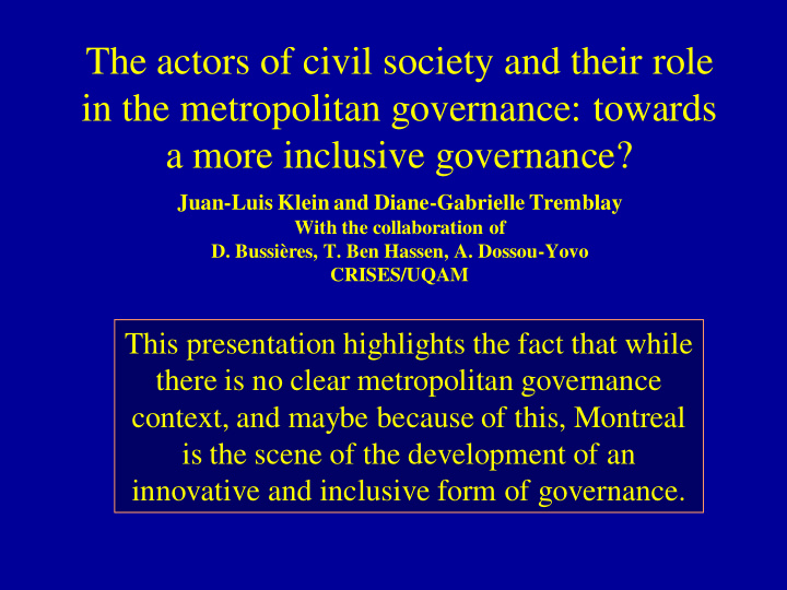 the actors of civil society and their role in the