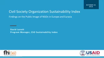 Civil Society Organization Sustainability Index  Findings on the Public Image of NGOs in Europe and
