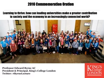 20  2016 Comme  mmemo  moration Oration  Learning to thrive: how can leading universities make a