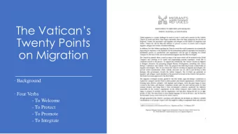 The Vaticans  Twenty Points  on Migration   Background   Four Verbs  - To Welcome  - To