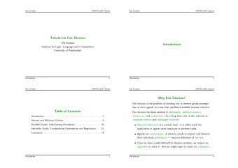 Tutorial on Fair Division  Ulle Endriss  Introduction  Institute for Logic, Language and