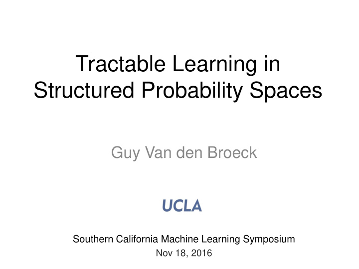 structured probability spaces