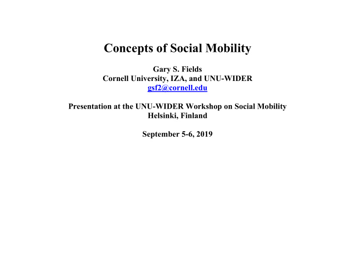 concepts of social mobility